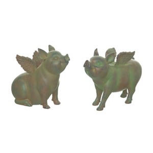 Transpac Resin Flying Pig Decor Set of 2 Spring Home Decorations - 1 of 1