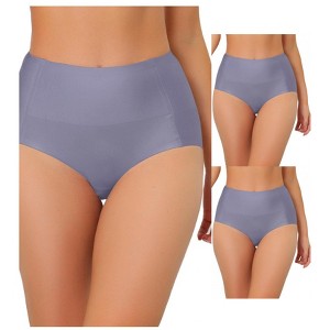 Allegra K Women's Tummy Control Unlined High-Waisted Breathable Hipster Underwear 3 Packs - 1 of 4