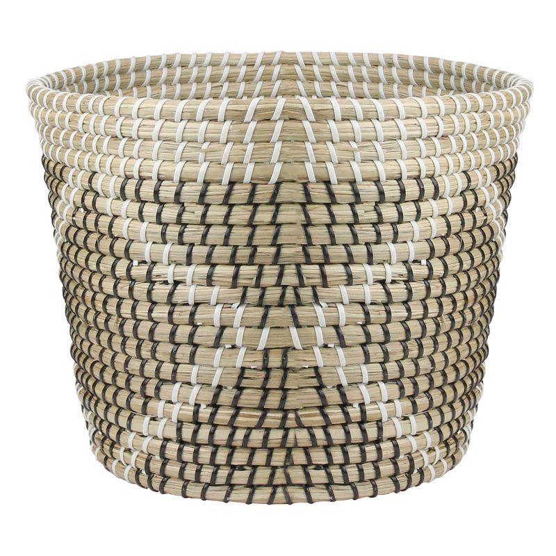Northlight 12" Beige Seagrass Woven Basket with Black and White Accents, 1 of 5