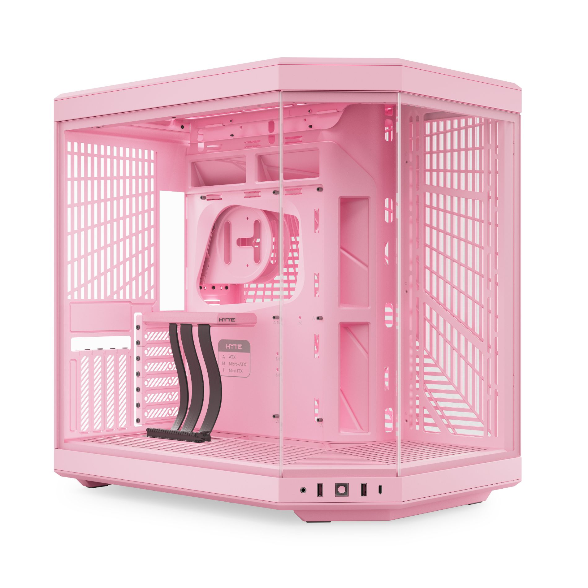 HYTE Y70 Mid-Tower ATX Gaming PC Desktop Case - Tempered Glass - Dual Chamber - High Airflow - Riser Cable - Strawberry Milk (Pink)