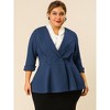 Agnes Orinda Women's Plus Size Notched Lapel Ruffle Peplum Ruched Buttons Outfits Blazers - 4 of 4