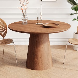 Sapphtopaz 47.24" Round Dining Table Kitchen Table Modern Wood Dining Table with Sturdy Cylindrical Base for Kitchen, Small Spaces - 1 of 4
