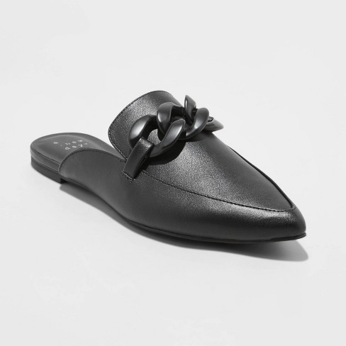 Womens black mules store flat