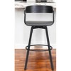 HomeRoots 27" Gray and Black Faux Leather with Metal Swivel Counter Height Bar Chair - 2 of 4