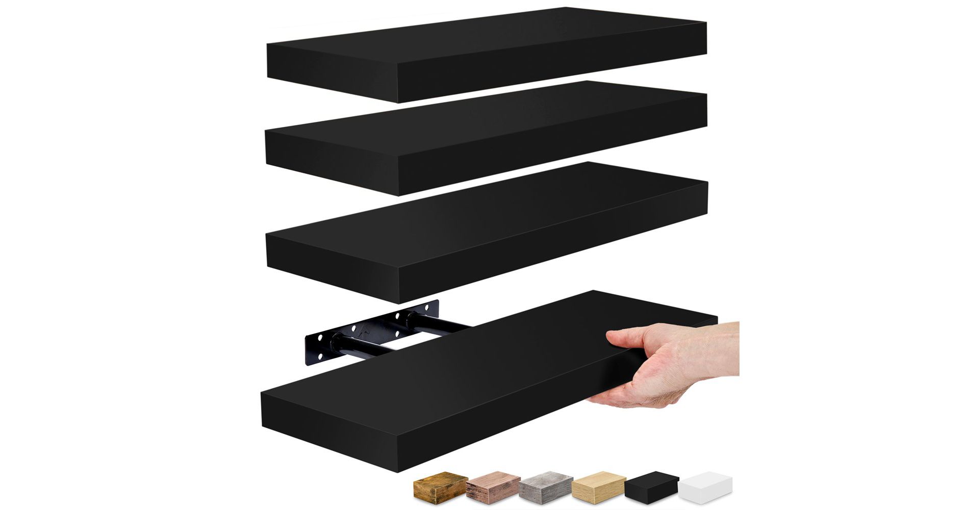 Sorbus 4 Pack Wall Mounted Floating Shelves - for storage and displaying showpieces, home decor items, and other prized possessions