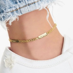 RMZ Gold NYC 18K Gold Plated Tag Anklet - 1 of 2