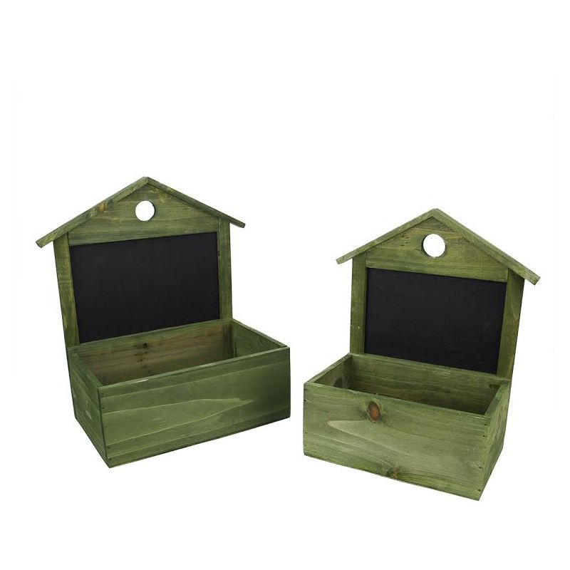 Northlight Set of 2 Decorative Wooden Green Rectangular Christmas Boxes with Chalkboard Accent 12-13.25", 1 of 2