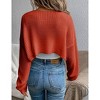 Womens Cropped Sweater Cardigan Sweater Knit Bolero Open Front Cropped Cardigan with Lantern Sleeve - 2 of 4