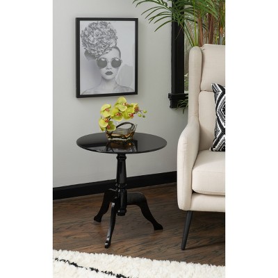 22" Round Black Acrylic Glam End Table with Curvy Legs