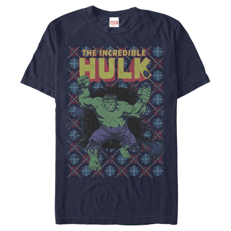 Men's Marvel Hulk Smash Holiday Ugly Sweater T-Shirt, 1 of 5