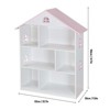 Angel Sar Wooden Bookshelf, 3-Tier Kids Bookshelf with Dollhouse Design, Toy Storage Organizer for Bedroom Playroom, Pink & White - 3 of 4