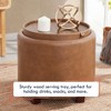 Ornavo Home Lawrence Round Faux Leather Storage Ottoman with Table Top Lid - 2 of 4