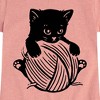 Girls' - Instant Message - Cat with Yarn Ball Fitted Short Sleeve Graphic T-Shirt - 2 of 4