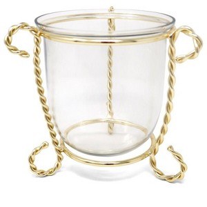 Classic Touch Glass Candle Holder on Gold Brass Stand, 4" - 1 of 3