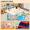 Kids Table and 4 Chairs Set - Height Adjustable Toddler Table with Non-Slip Legs/Graffiti Desktop for Ages 2-10, for Home, Classroom & Daycare - 2 of 4