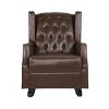 PU Leather Wingback Rocking Chair,Modern Button Tufted Accent Armchair with Diamond Stitch for Living Room Nursery-Baofuwish - 3 of 4