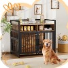 Dog Crate Furniture, Dog Cage with 2 Open Storage Shelves, 360¡ã Adjustable Raised Feeders, 2 Stainless Steel Bowls Indoor Crate for Heavy Dogs - 3 of 4