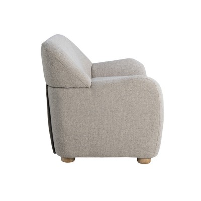 Pebble Gray Boucle Fabric Loveseat with Round Arms and Storage