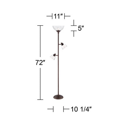 Adjustable Bronze Torchiere Floor Lamp with Multi-Head Design