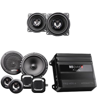 MB Quart FA2-400.4 FORMULA 400 Watt 4-Channel Amplifier with Discus DS2-216 6.5 Inch Component Speakers and DK2-110 4 Inch Coax Speakers