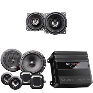 MB Quart FA2-400.4 FORMULA 400 Watt 4-Channel Amplifier with Discus DS2-216 6.5 Inch Component Speakers and DK2-110 4 Inch Coax Speakers - 1 of 4