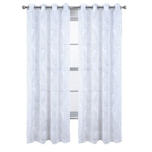 RT Designers Collection Faye Grommet Metallic Sheer Printed Doily Curtain Panel Pair 36" x 84" Sage - 1 of 4