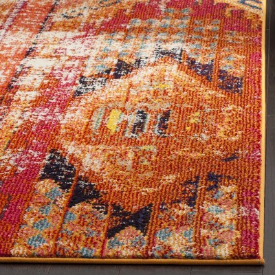 Orange and Multicolor Synthetic Patterned Runner Rug, 2'2" x 6'