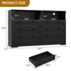Black Dresser for Bedroom Deep Drawers, Wide Wooden Bedroom Dressers with Power Outlet and Led Light - 2 of 4