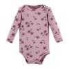 Hudson Baby Infant Girl Cotton Long-Sleeve Bodysuits, Plum Wildflower 5 Pack - image 4 of 4