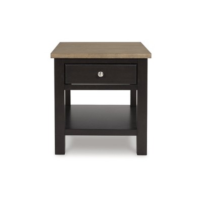 Brown Transitional Wood End Table with Storage Drawer