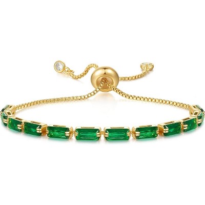 Tennis Bracelet for Women, 14K Gold Plated Cubic Zirconia Adjustable Slider Bracelets Trendy Jewelry Gift