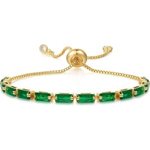 Tennis Bracelet for Women, 14K Gold Plated Cubic Zirconia Adjustable Slider Bracelets Trendy Jewelry Gift - 1 of 4