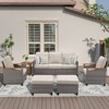 Buenhomino 6-Piece Outdoor Wicker Patio Set – Sofa, 2 Chairs, 2 Ottomans & Side Table with Cushions, Weather-Resistant PE Rattan Conversation Set - 2 of 4