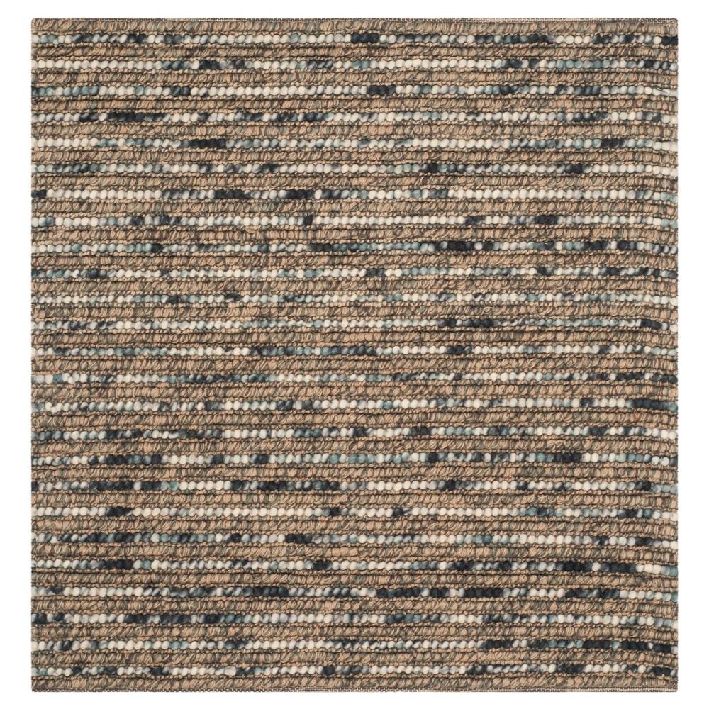 Blue Stripe Woven Square Accent Rug - (4'x4') - Safavieh