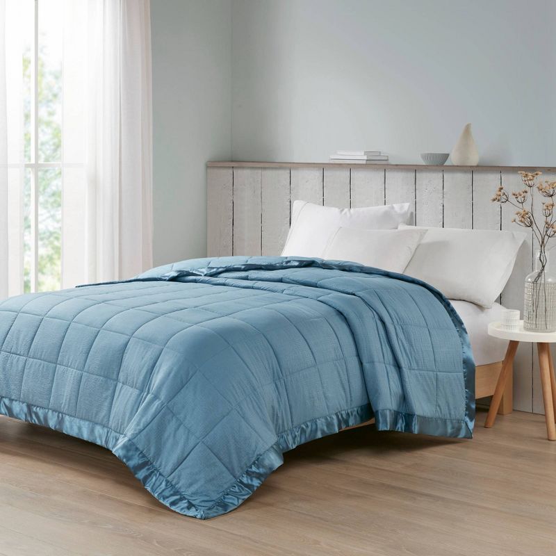 Parkman Oversized Down Alternative with Satin Trim Bed Blanket Slate Blue, 2 of 6