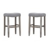 WestinTrends 29" Upholstered Saddle Seat Bar Stool (Set of 2), Antique Gray/Gray - 3 of 4