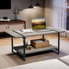 2-Tier Farmhouse 41'' Large Gray Wood Coffee Table with Storage Shelf -Modern Rustic Metal Rectangle Center Living Room Coffee Table Accent Furniture - 3 of 4
