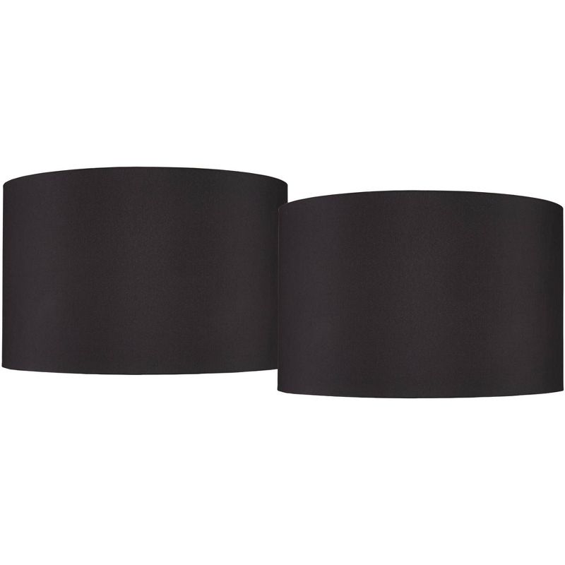 Springcrest Set of 2 Hardback Drum Lamp Shades Black Large 19" Top x 19" Bottom x 12" High Spider Replacement Harp Finial Fitting, 1 of 8