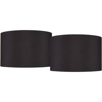Springcrest Set of 2 Hardback Drum Lamp Shades Black Large 19" Top x 19" Bottom x 12" High Spider Replacement Harp Finial Fitting