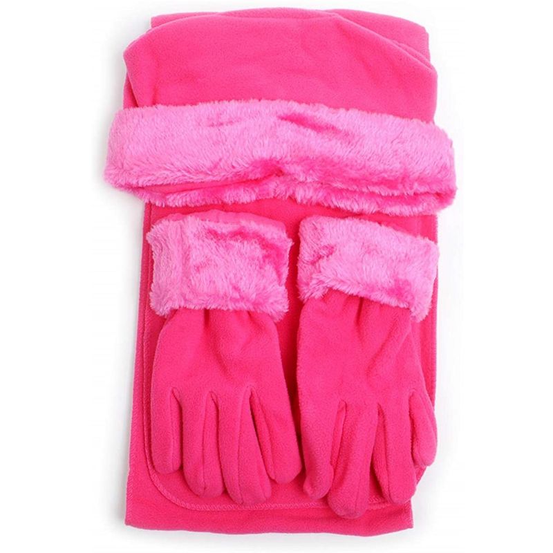 Girl's 6-12 Faux Fur Trimmed Matching Gloves and Scarf Winter Set, 1 of 5