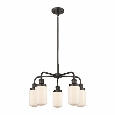 Dover - 5 Light Stem Hung Chandelier In Art Deco Style-15.5 Inches Tall and 22.5 Inches Wide