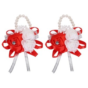 Unique Bargains Decorative Wedding Prom Party Artificial Rose Wrist Corsages 2 Pcs - 1 of 3