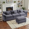 EHMKNP 3-Seat Corduroy Modular Sleeper Sectional Sofa - Comfy Upholstered with Ottoman for Living Room - 3 of 4