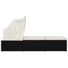 vidaXL Sun Lounger with Canopy and Cushion Poly Rattan Cream White - 4 of 4