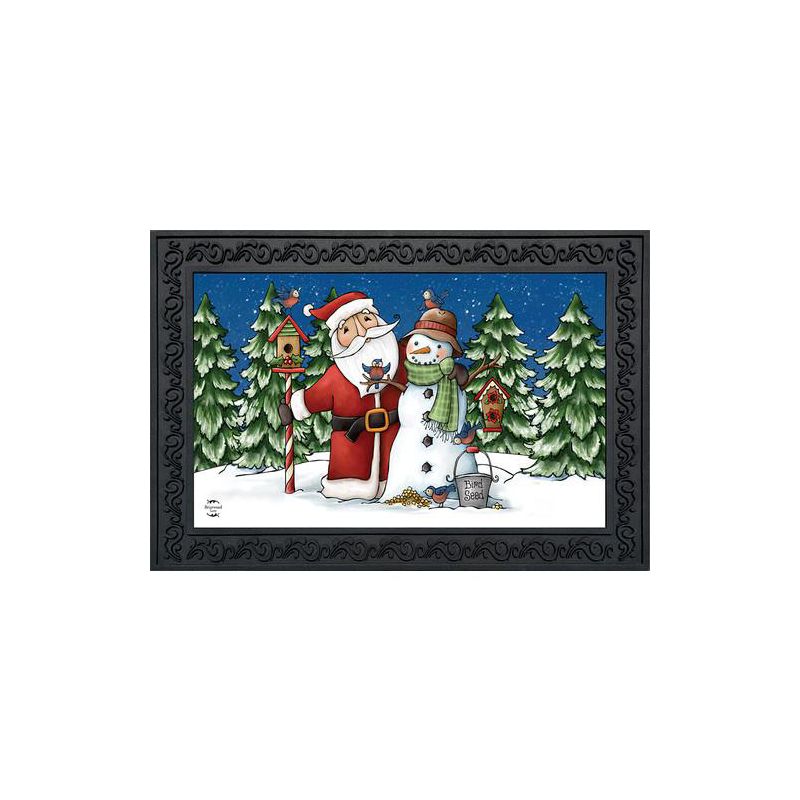 Santa And Snowman Christmas Doormat Primitive Birds 30" x 18" Briarwood Lane, 2 of 5
