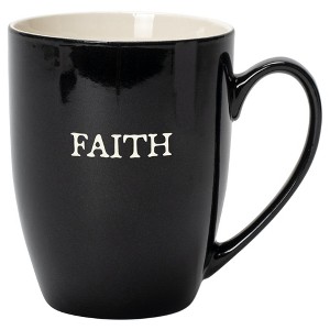 Elanze Designs Faith Black 10 ounce New Bone China Coffee Cup Mug - 1 of 4
