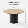 PexFix 52" Solid Wood Round Dining Table Kitchen Table for 4-6 with Tabletop & Textured Cylindrical Base for Living/Dining Room Coffee Office Natural - 4 of 4