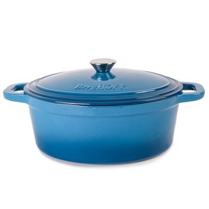 BergHOFF Neo 5Qt. Cast Iron Oval Covered Dutch Oven, Blue - 1 of 4