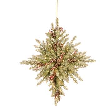 National Tree Company Pre-lit Artificial Christmas Hanging Snowflakes Door  Decoration, Green, Glittery Bristle Pine, White Lights,77 Inches : Target