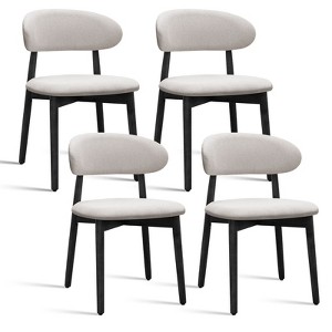 Sapphtopaz Modern Dining Chairs with Curved Back Cotton-Linen Upholstered Kitchen Chair with Wood Legs Armless Chair for Dining Room - 1 of 4